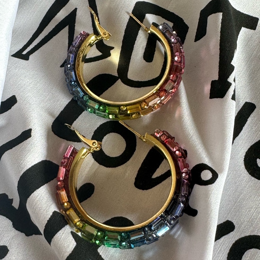 Rainbow Crystal Hoops